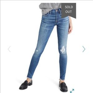 Madewell high waisted distressed skinny jeans